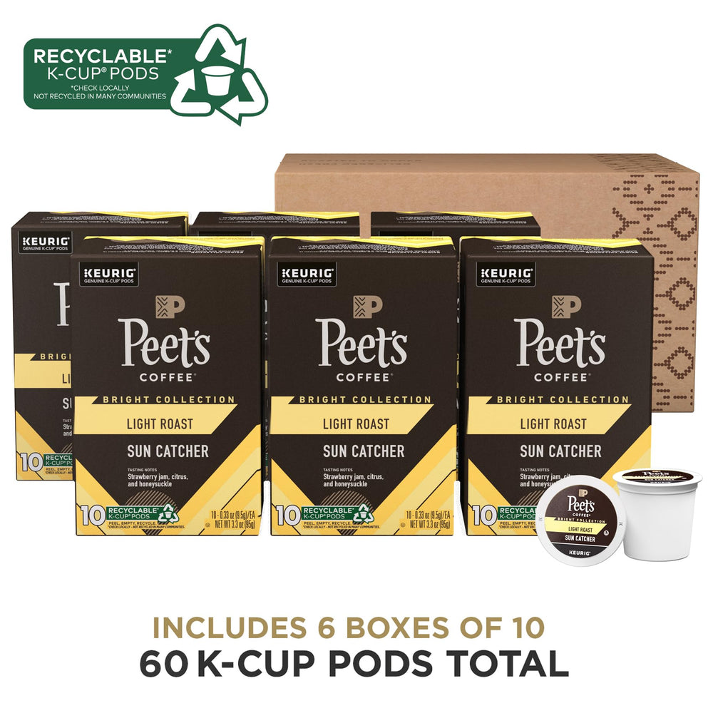 Peet's Sun Catcher K-Cup close-up displaying pod lid texture and easy single-serve convenience