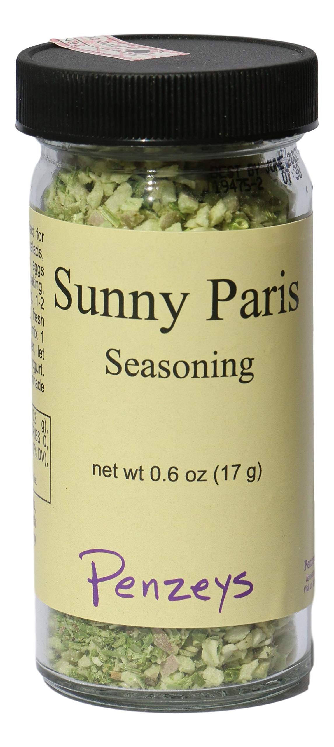 Penzeys Sunny Paris front jar showing label and salt-free herb blend advantage