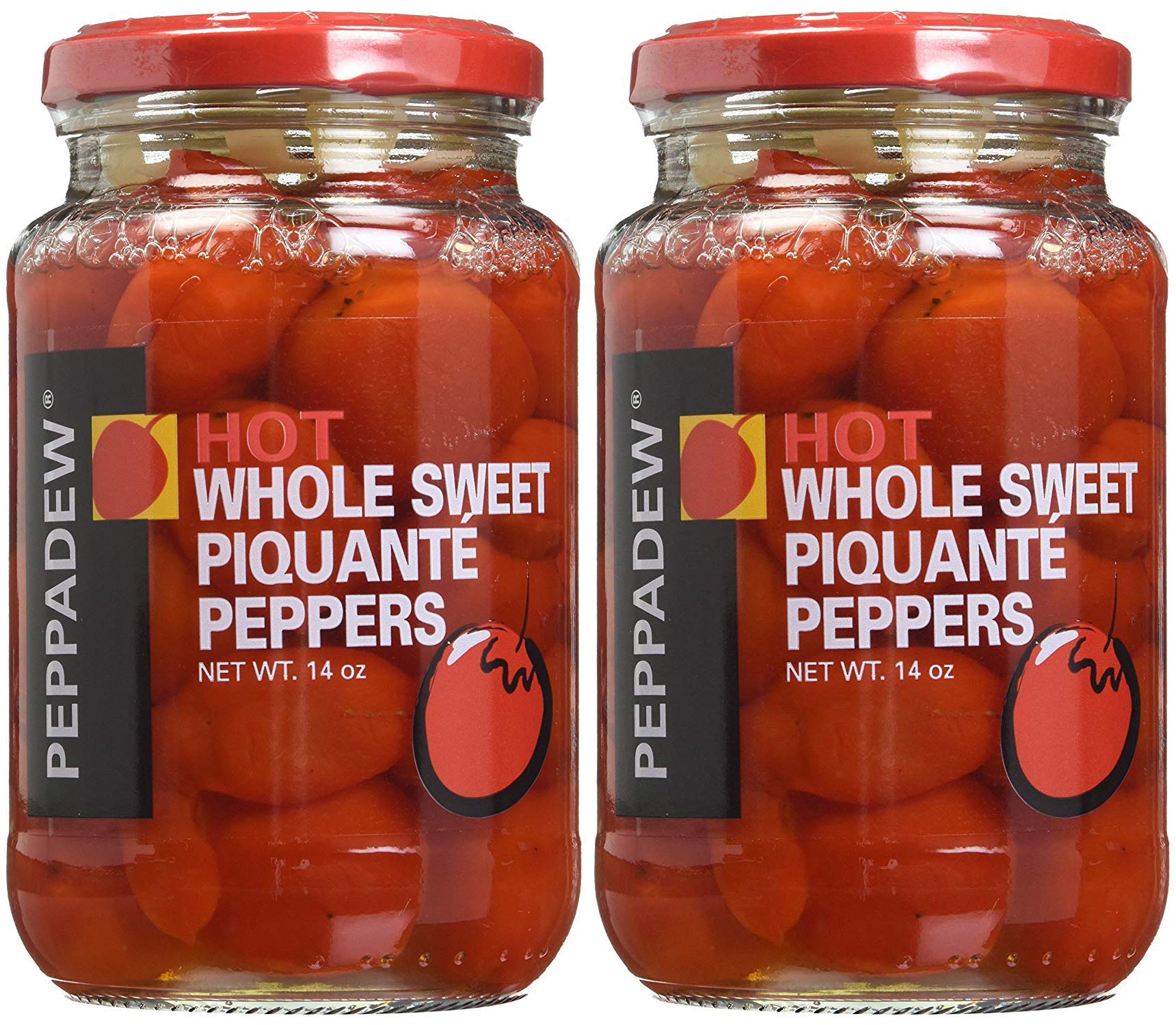 Peppadew jar front label showing product and flavor, highlights readiness to use
