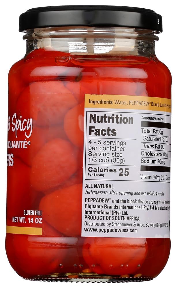 PEPPADEW 14-ounce jar next to utensils for scale and pantry convenience