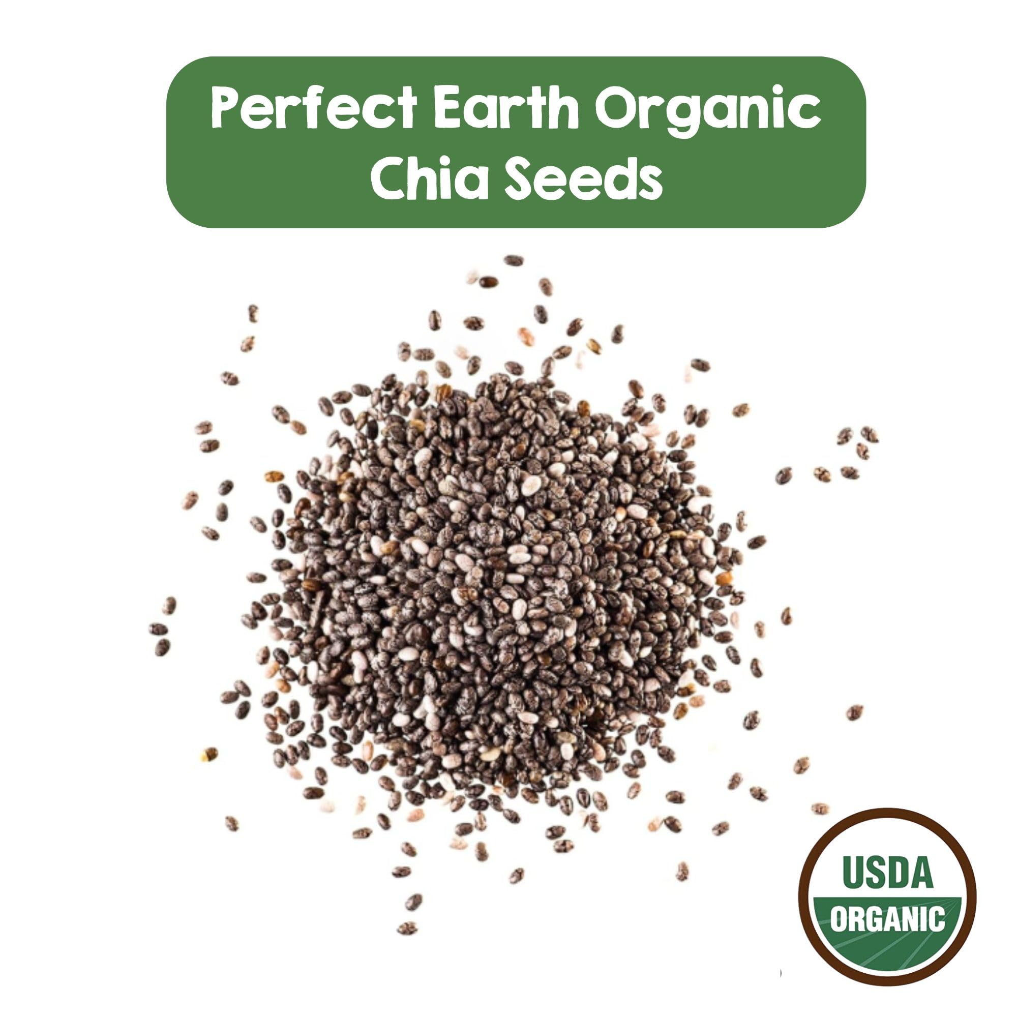Perfect Earth chia seeds close-up texture highlighting nutrient-dense appearance