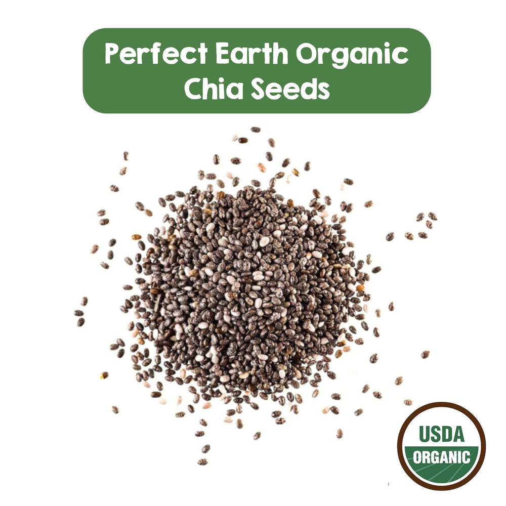 Perfect Earth chia seeds close-up texture highlighting nutrient-dense appearance