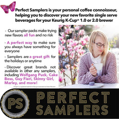 Perfect Samplers coffee pouring into cup illustrating rich flavor and convenience