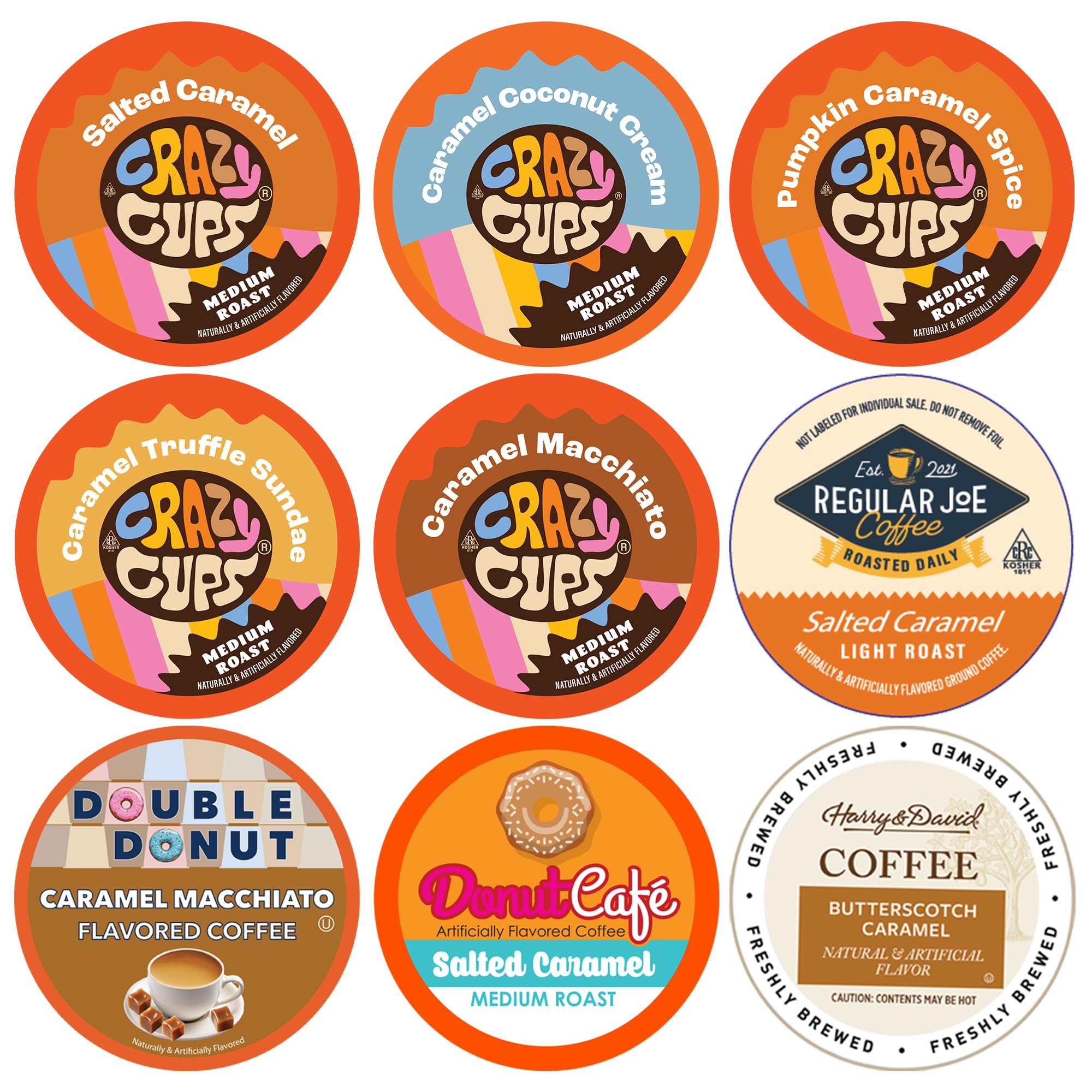 Perfect Samplers front packaging showing 30-count caramel variety pack, convenient sampling