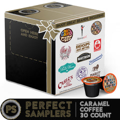 Perfect Samplers open box with assorted pods arranged, easy to choose flavors