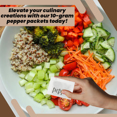 Perfect Stix packet in use on salad illustrating quick, mess-free seasoning