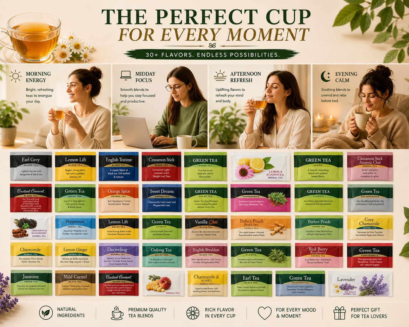 Big low Tea individually wrapped tea bag foil pouch preserving freshness