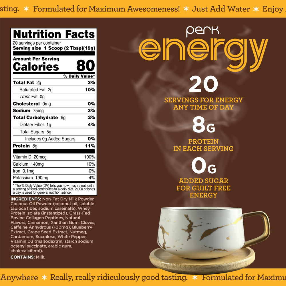 Perk open tub displaying powder texture and quantity for easy use