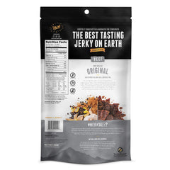 Perky Jerky close-up of tender beef strips highlighting moist texture and bold seasoning benefit