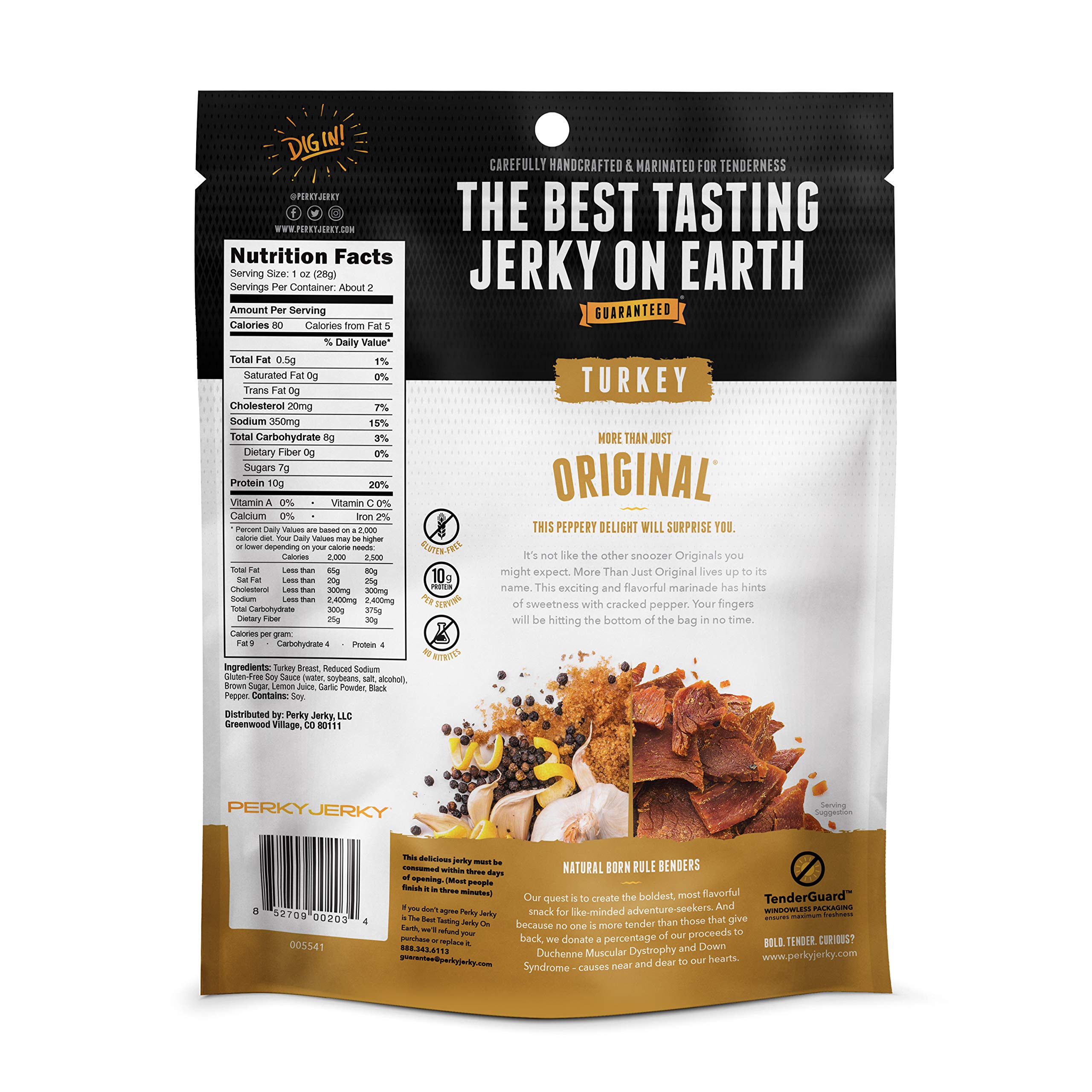 Perky Jerky teriyaki texture detail, glossy seasoning for bold flavor