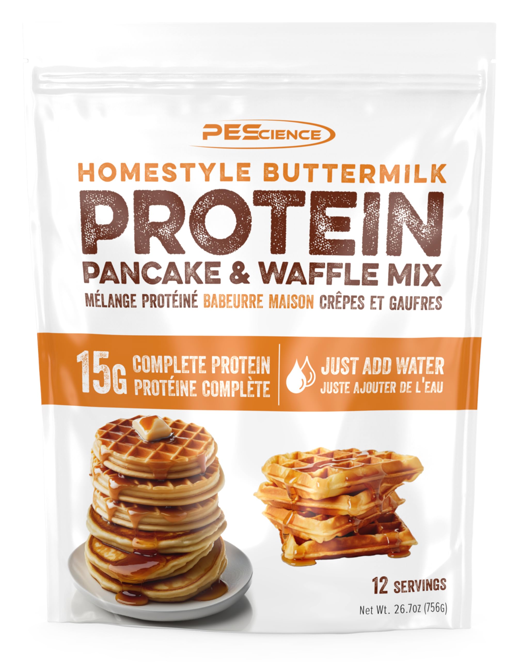 PEScience front packaging showing buttermilk mix and servings benefit convenience