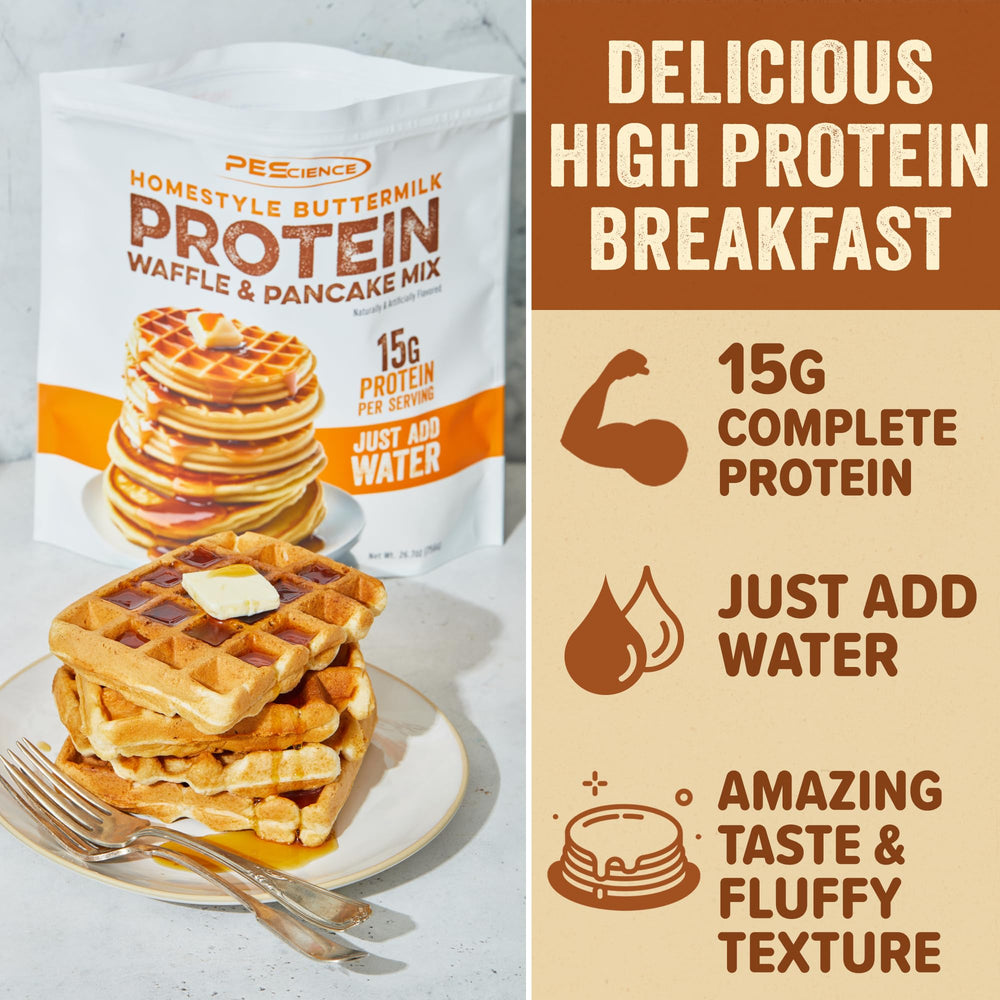 PEScience stacked pancakes showing fluffy result and restaurant-style taste benefit