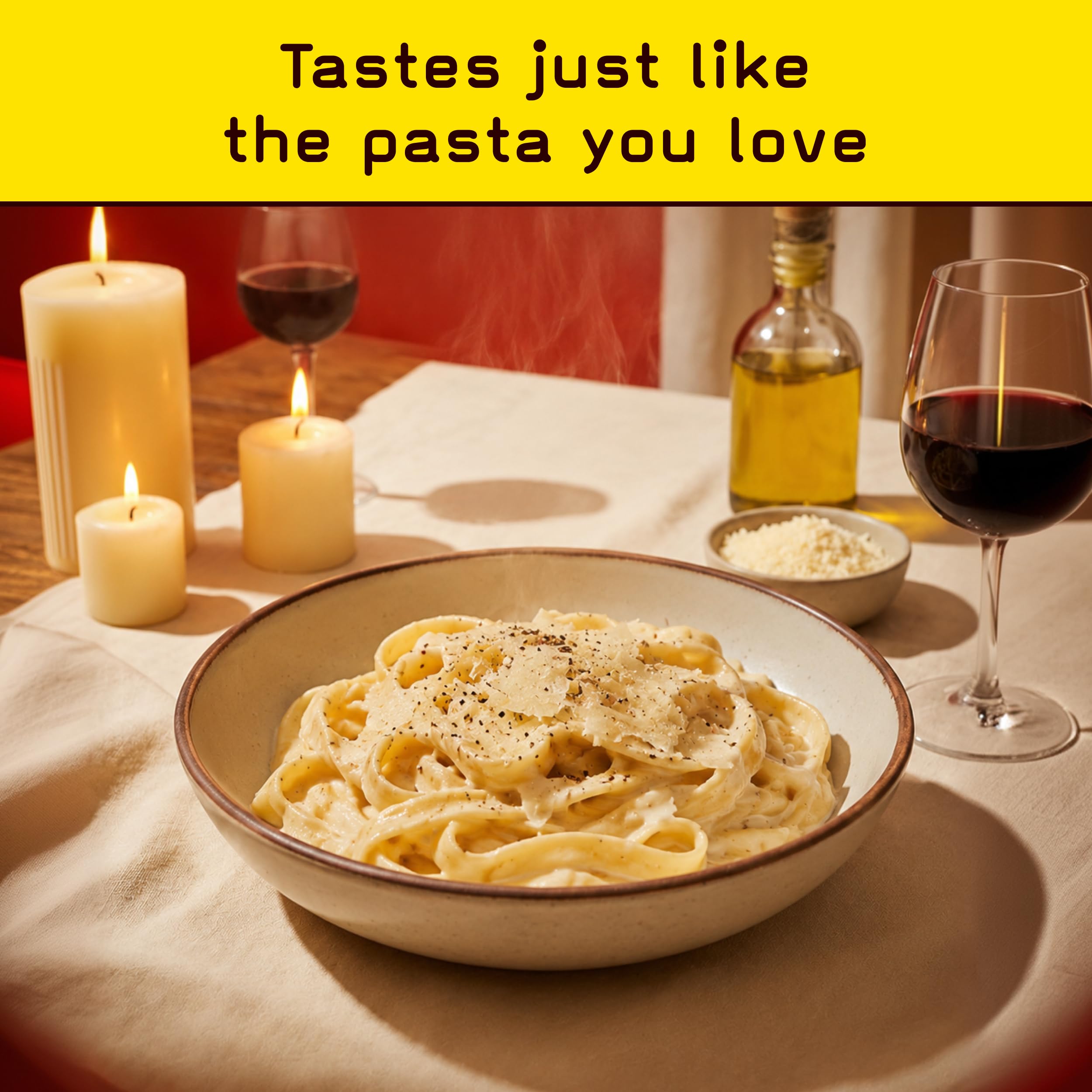 Pete's Pasta cooked fettuccine on a plate showing satisfying portion
