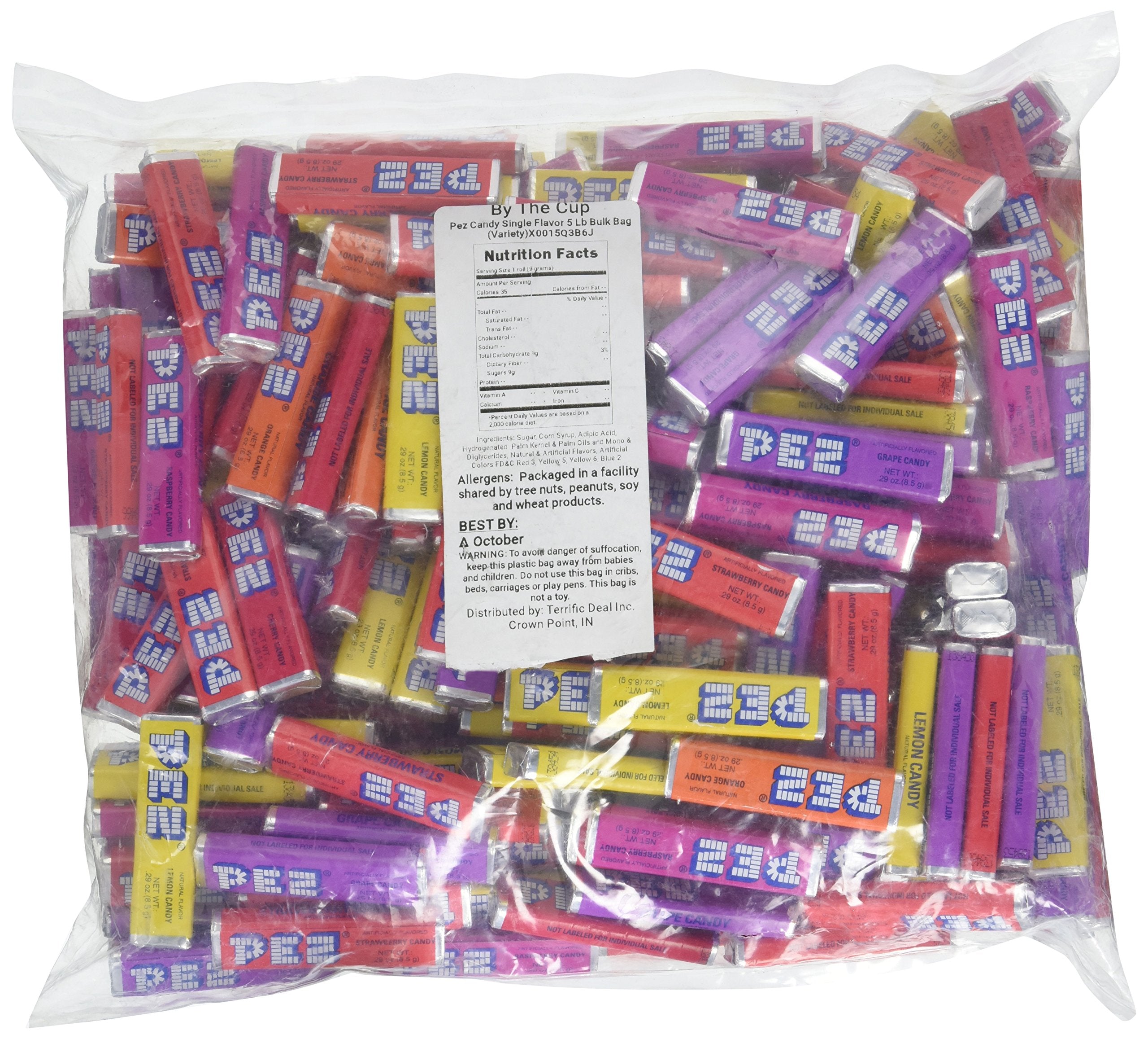 PEZ bulk bag front view showing mixed flavors and party-ready convenience