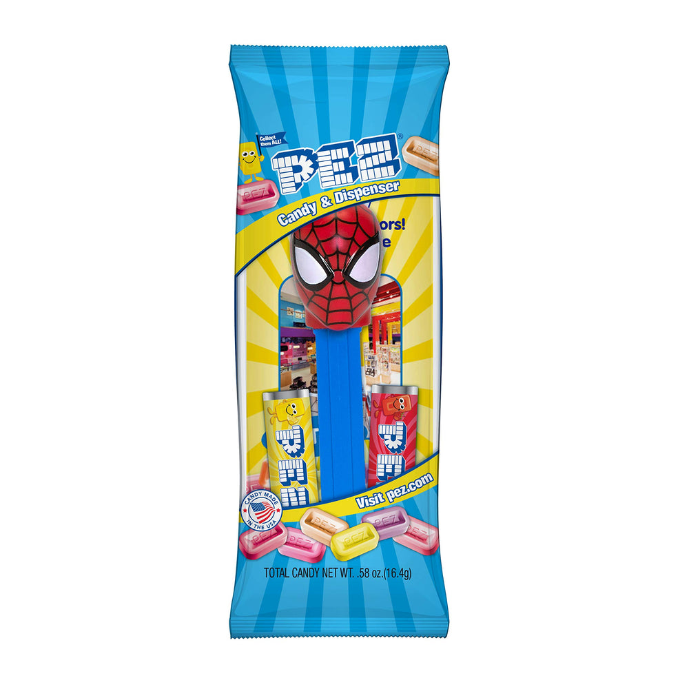 PEZ close-up of a Marvel dispenser detail showcasing character face and collectible appeal
