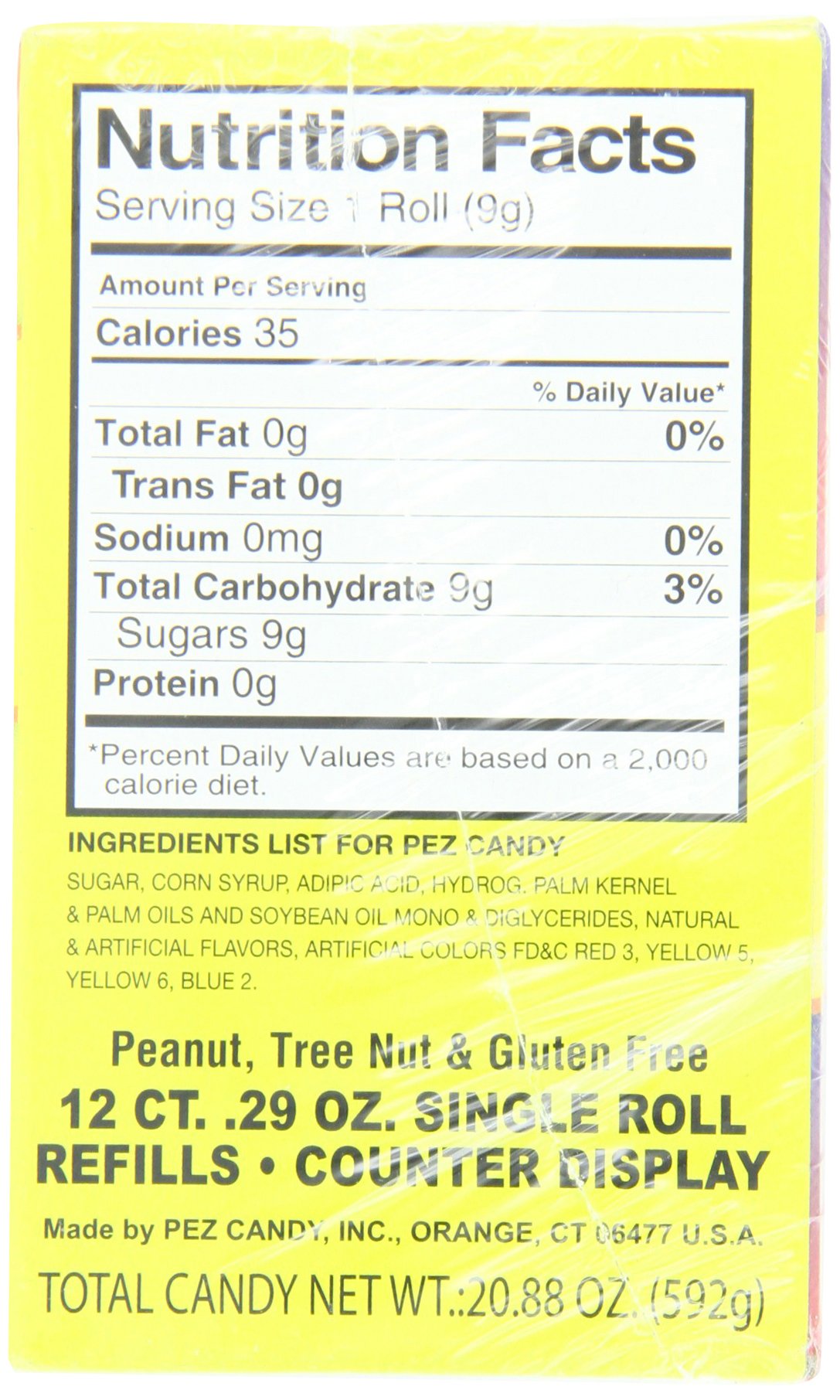 PEZ roll beside a ruler showing dimensions for PEZ brand compatibility and fit reassurance