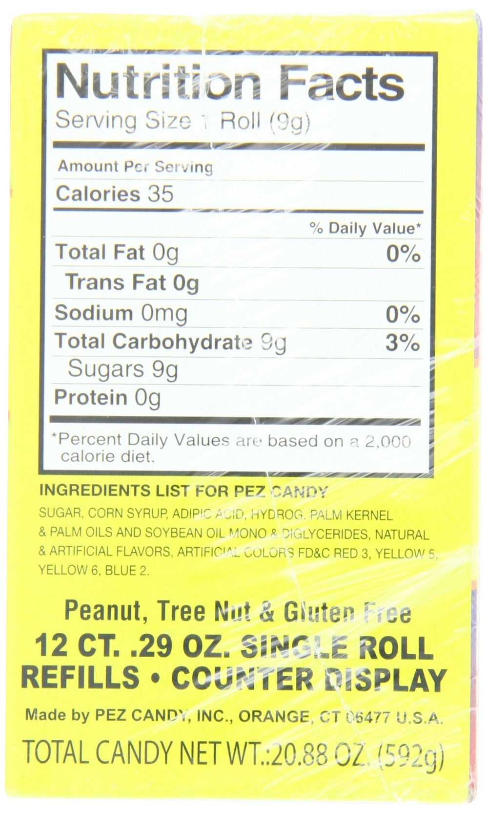 PEZ roll beside a ruler showing dimensions for PEZ brand compatibility and fit reassurance