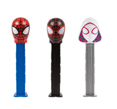 PEZ Spider-Man candy refills visible to show flavored candy inside