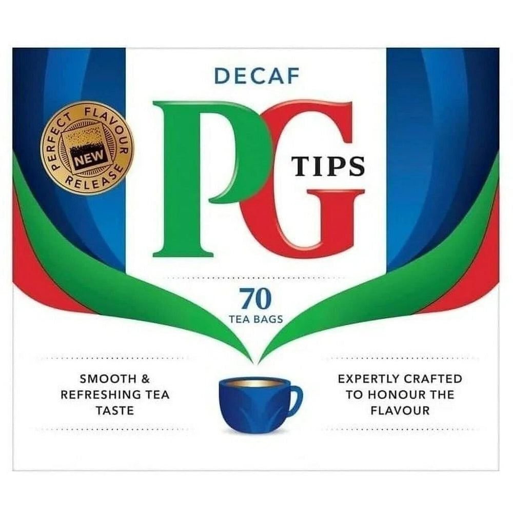 PG Tips decaf individually wrapped tea bag highlighting freshness benefit