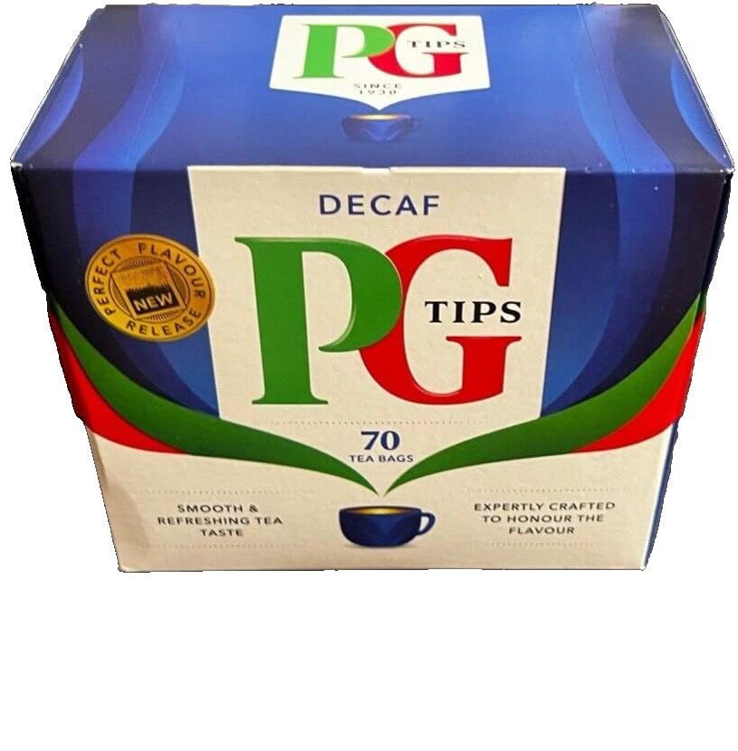 PG Tips decaf pack held in hand displaying size and value benefit