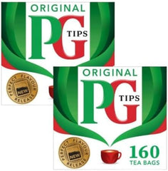 PG Tips pyramid tea bag close-up revealing mesh shape for fuller infusion and richer flavor