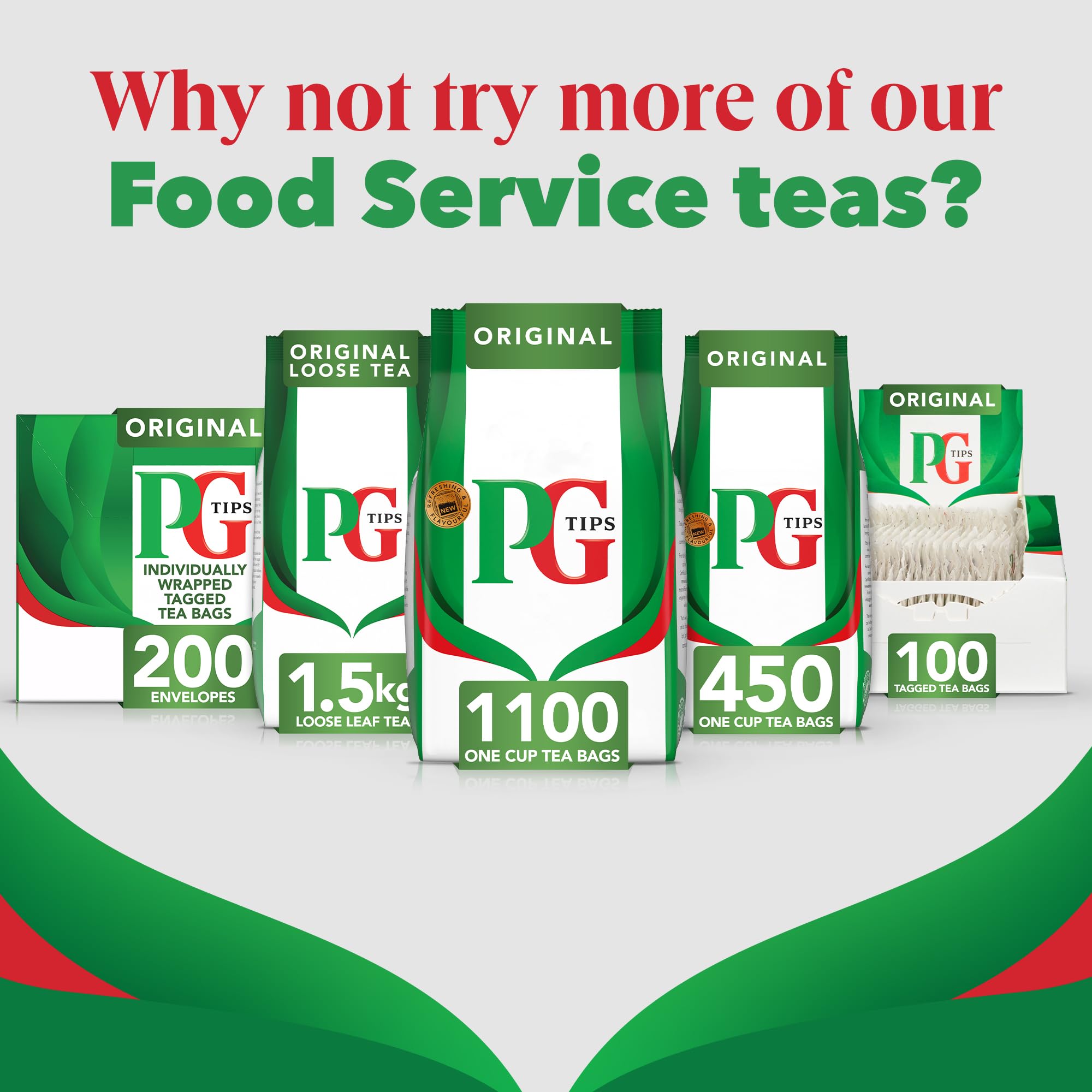 PG Tips pack beside a ruler for size and quantity scale comparison benefit
