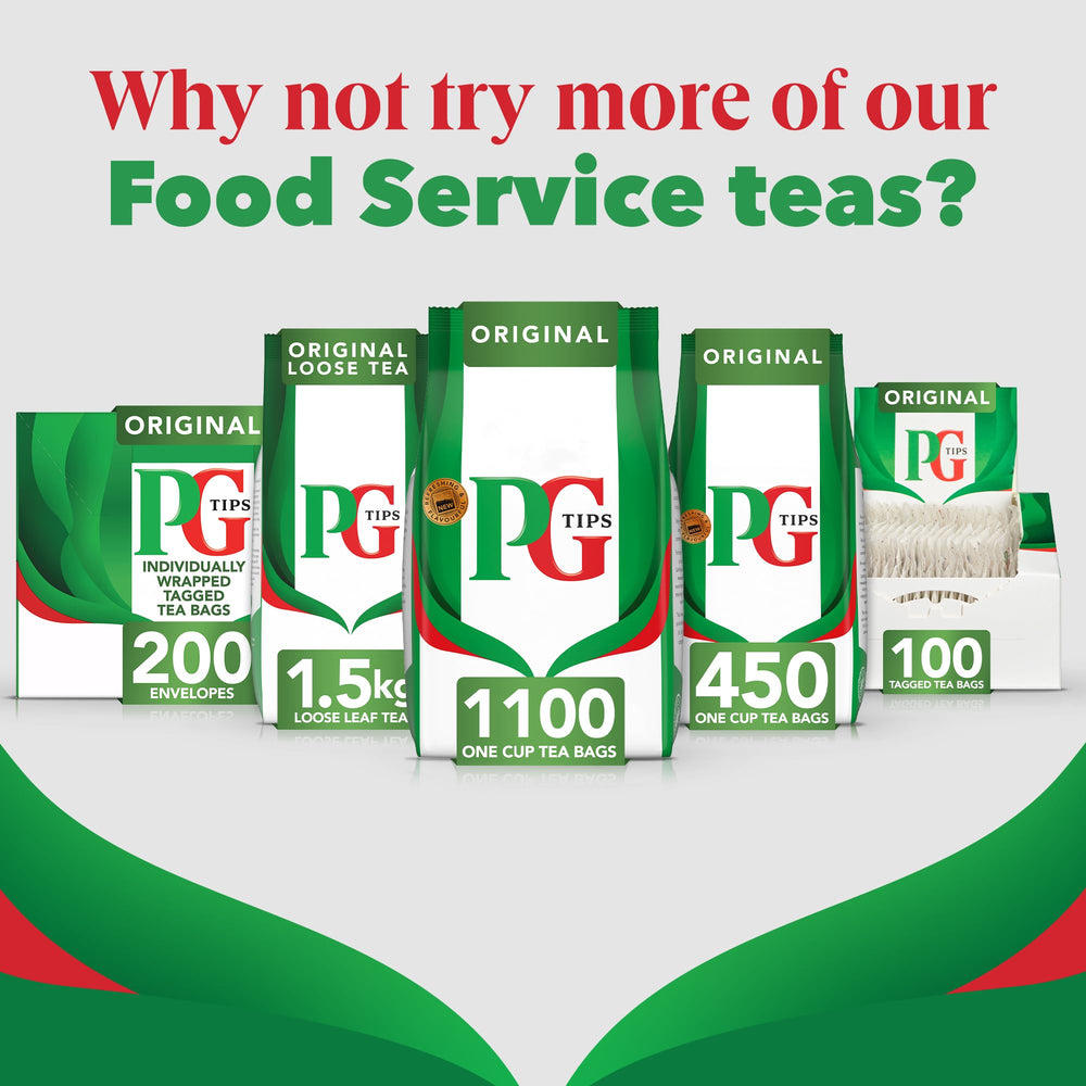 PG Tips pack beside a ruler for size and quantity scale comparison benefit