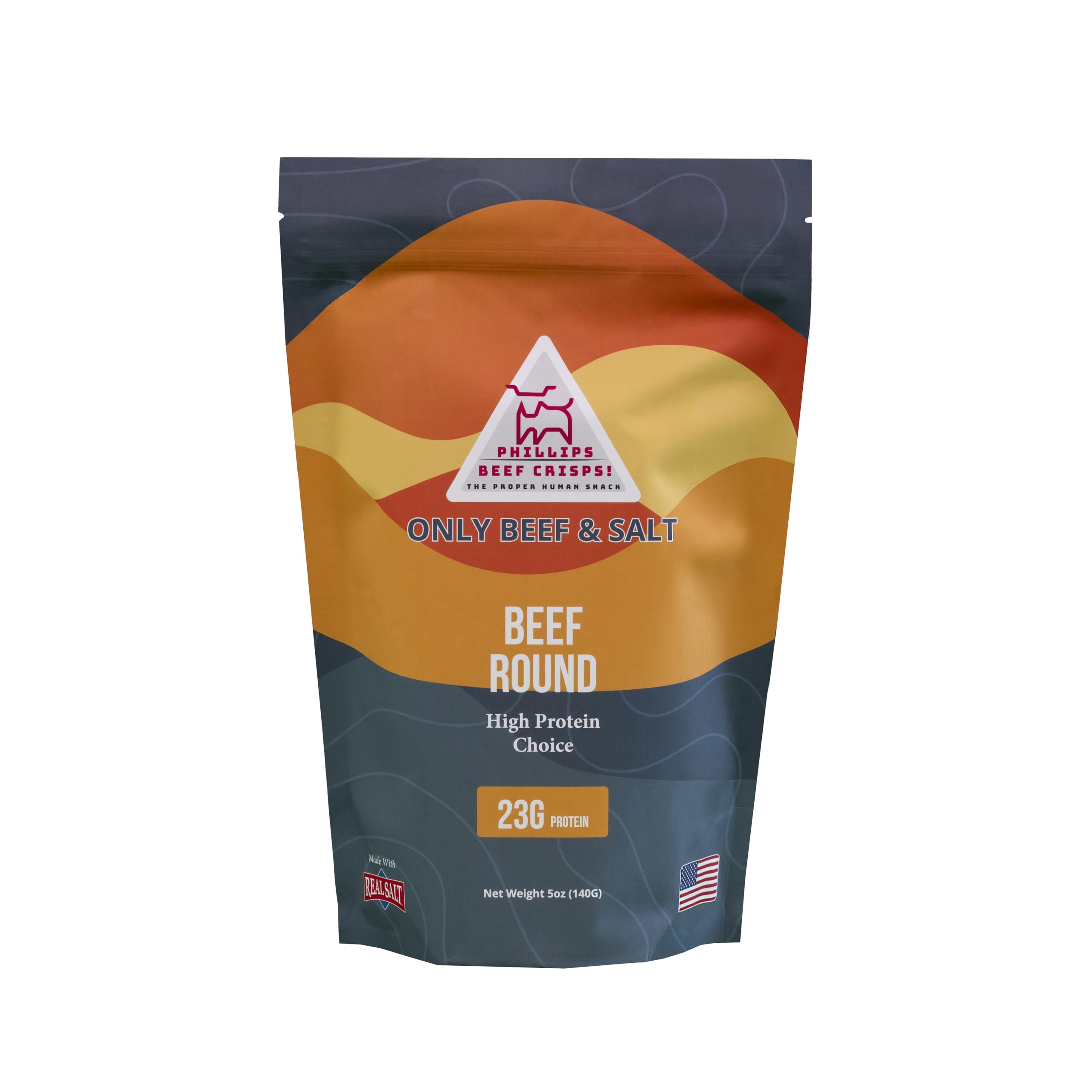 PHILLIPS BEEF CRISPS front packaging showing product and branding benefits