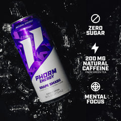 PHORM ENERGY pouring into glass showing color and refreshing pour benefit