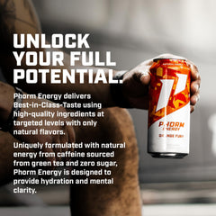 PHORM ENERGY side label detail highlighting ingredients and clarity