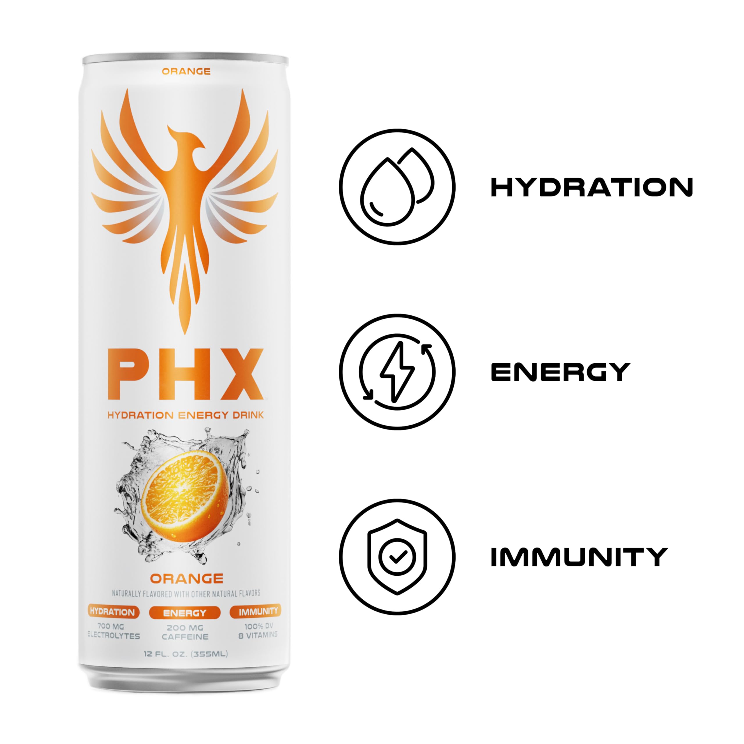 PHX nutrition facts label view showing electrolytes and vitamin content for transparency
