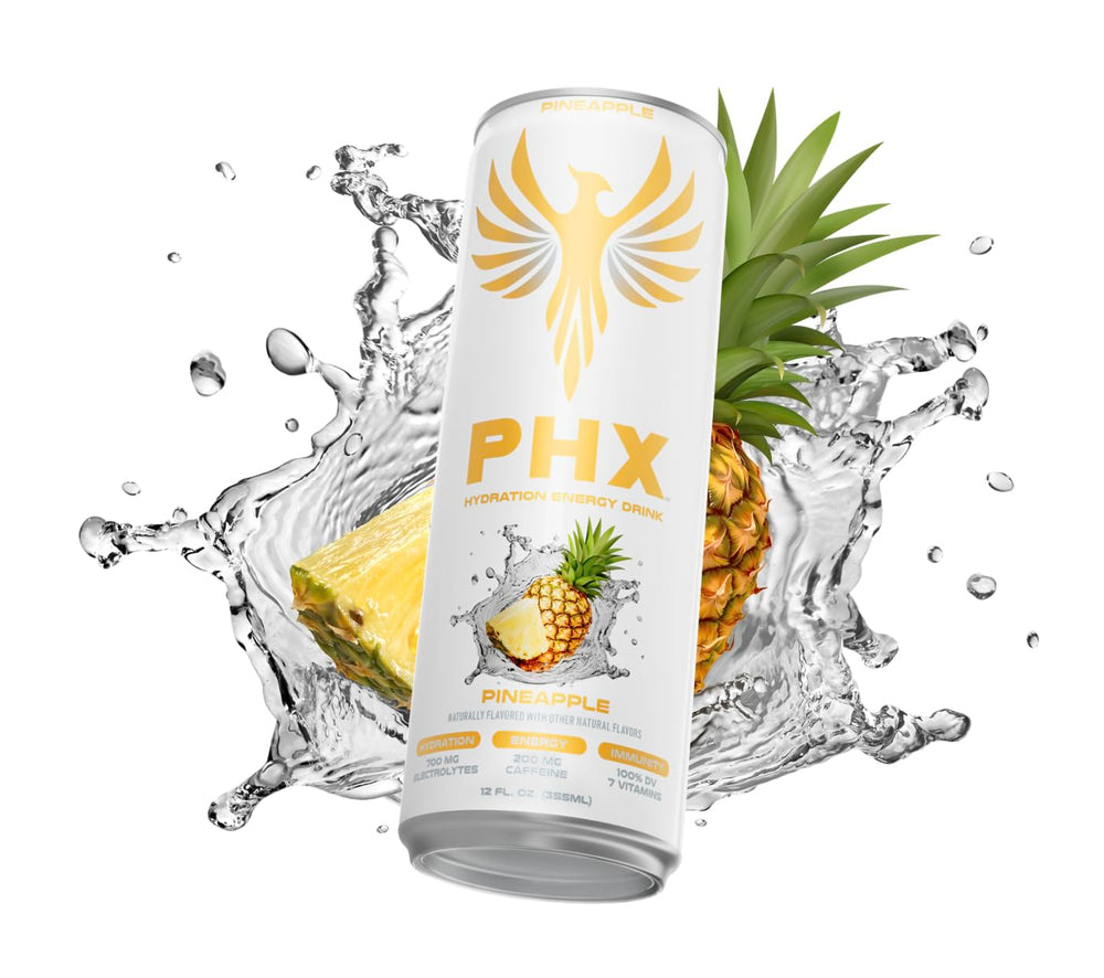 PHX pineapple can by runner illustrating hydration and steady energy support