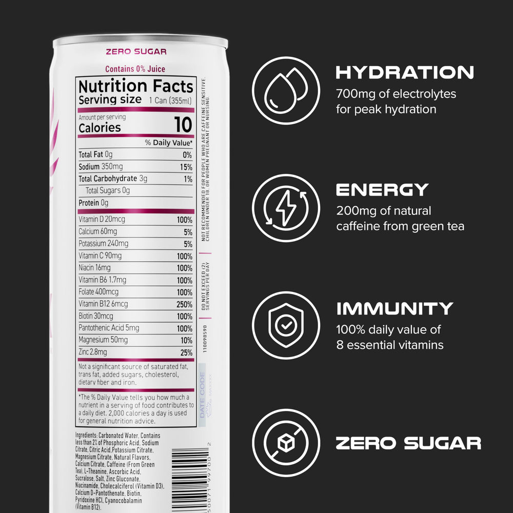 PHX close-up of can label showing ingredients and clean formulation benefits
