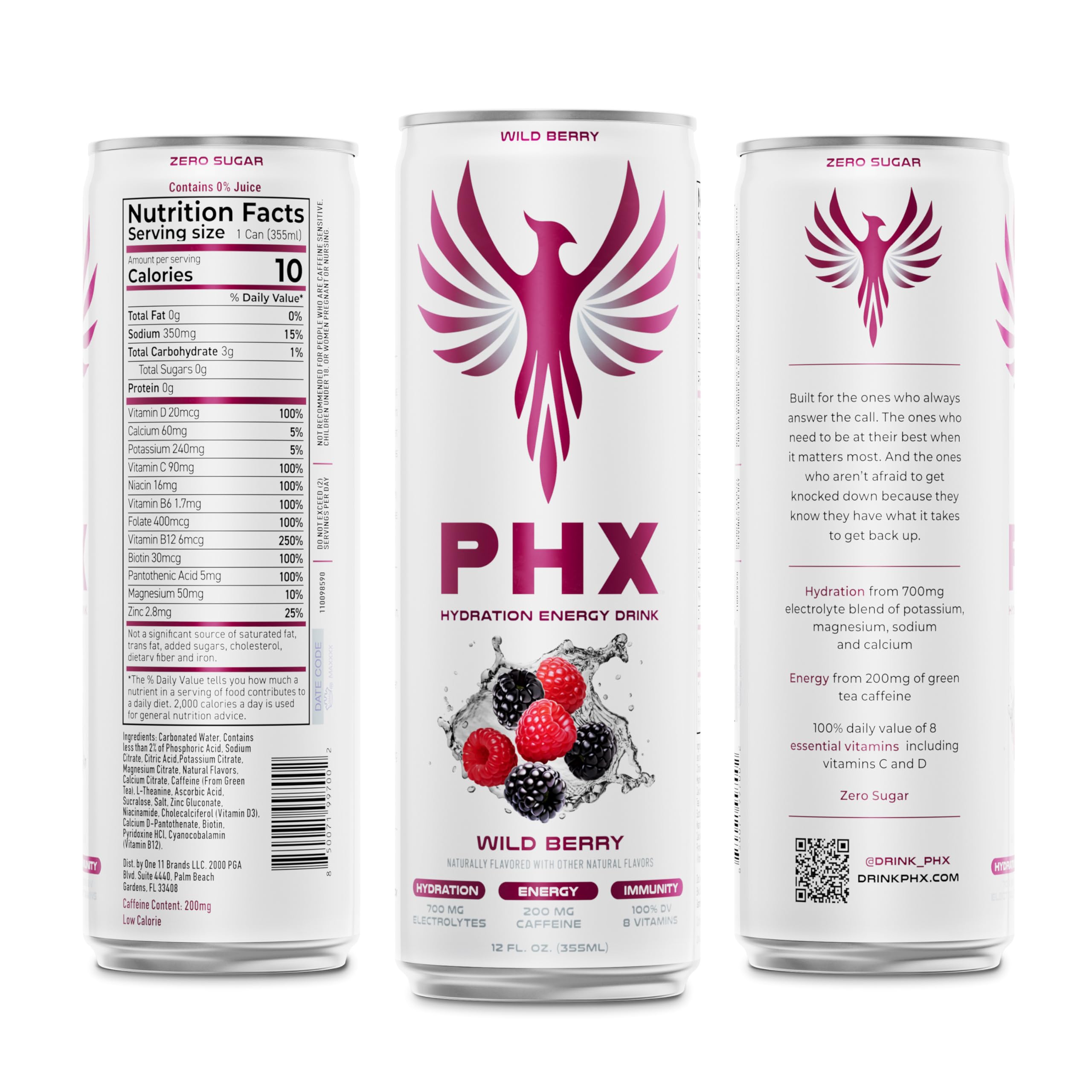 PHX pouring Wild Berry into a glass demonstrating vibrant color and refreshment
