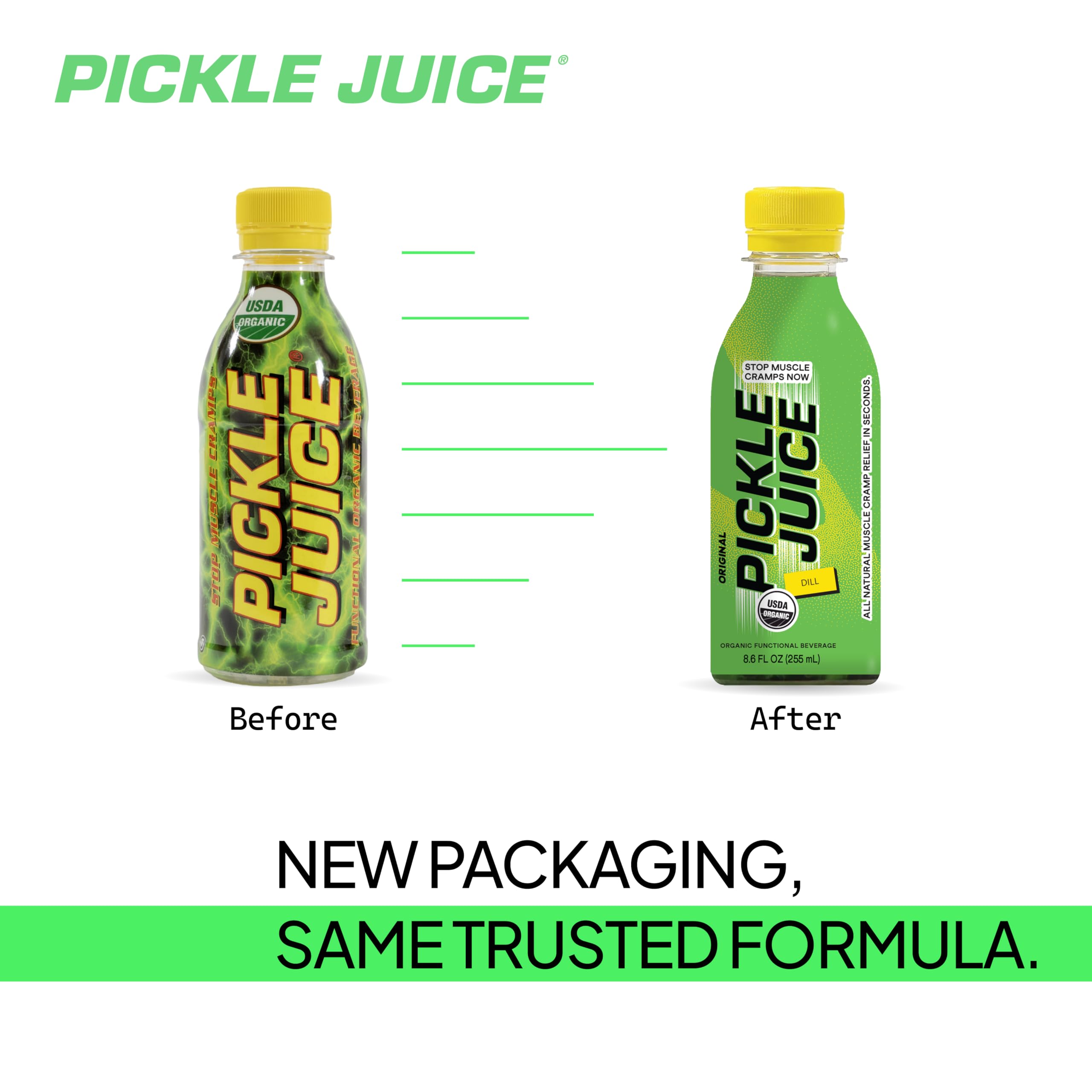 Pickle Juice bottle beside weights to show sports use and fast relief