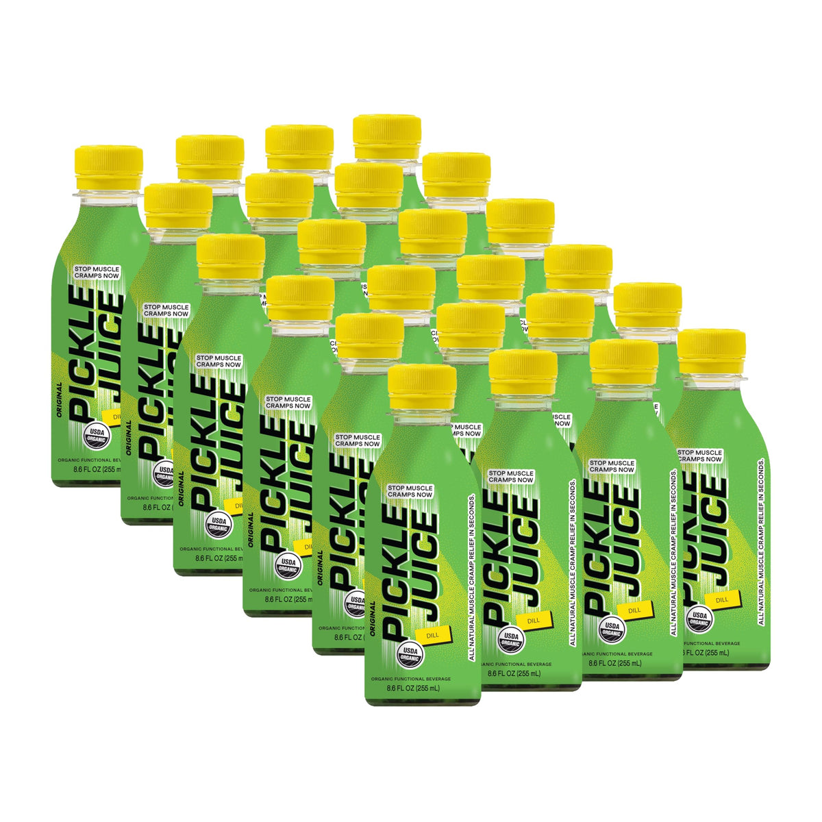 Pickle Juice front packaging showing organic original branding and convenience