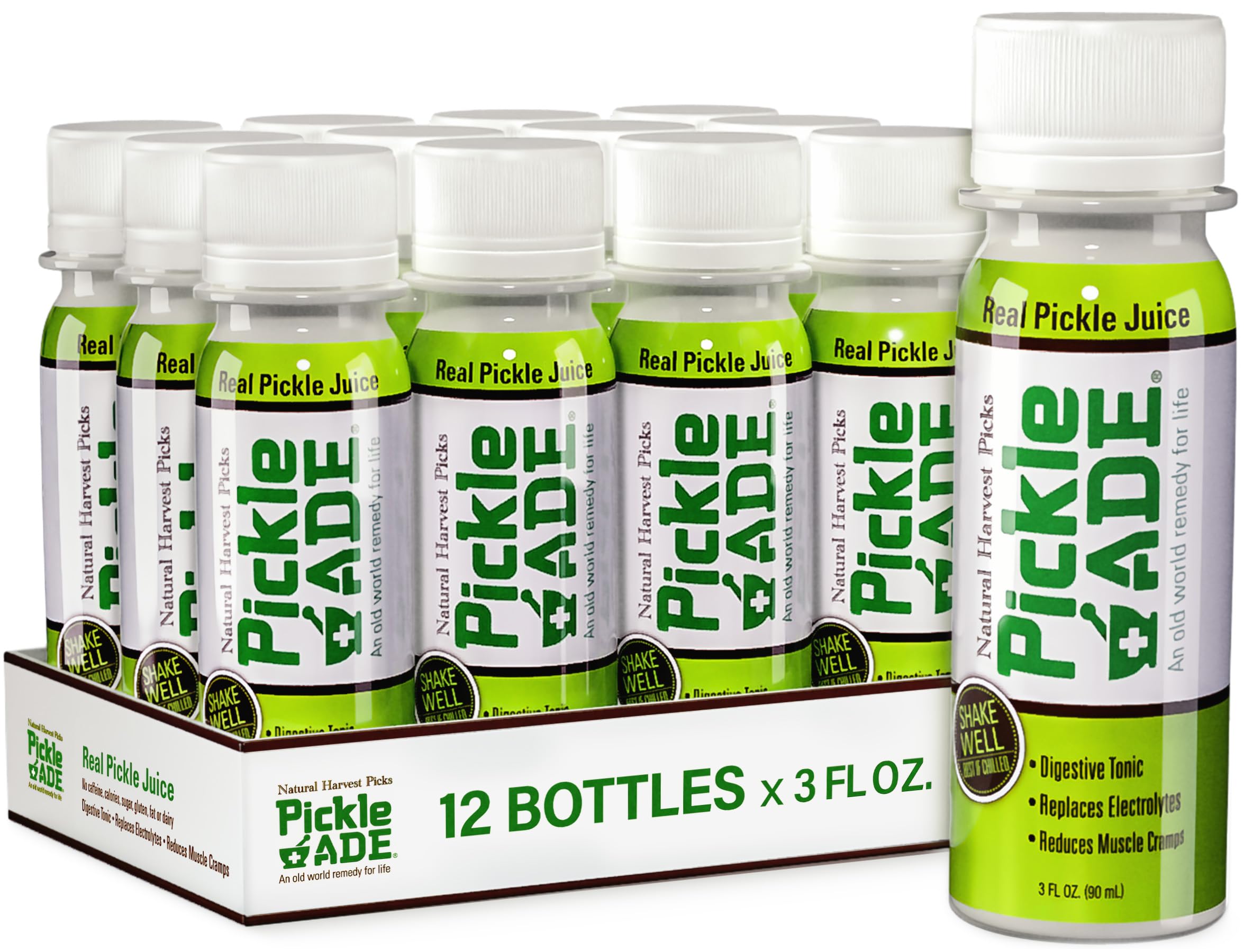 PickleAde front packaging showing 12-pack and benefits for quick hydration