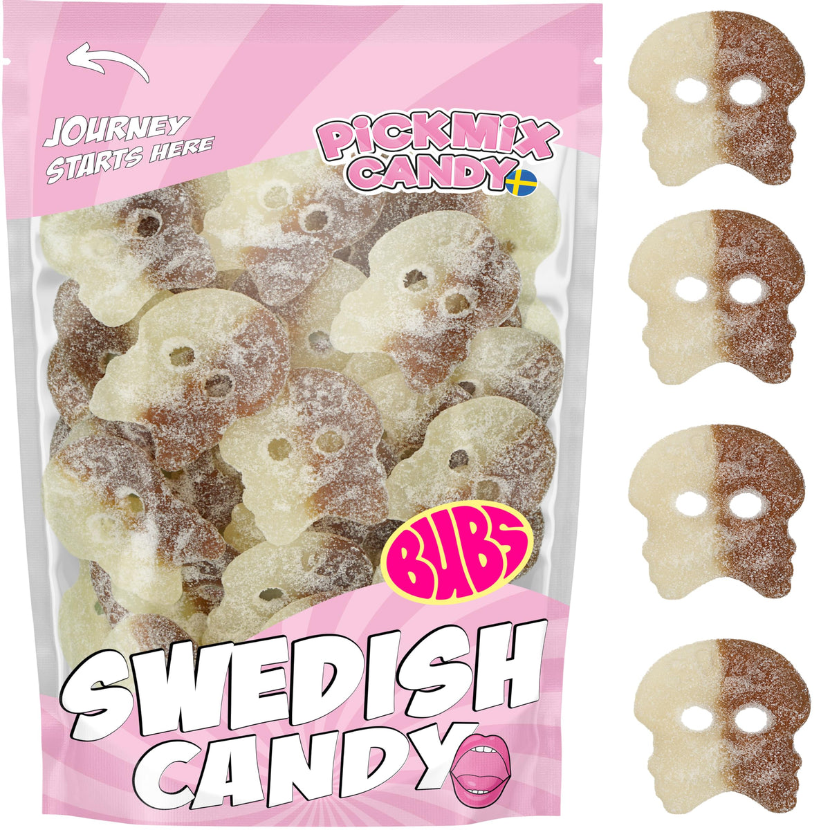 Pickmix Bubs front packaging showing resealable bag and label for freshness
