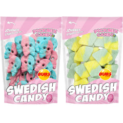 Pickmix Candy Sweden front packaging showing Bubs Tutti Frutti Rombs and Dizzy Skulls, clear labeling and resealable bag benefit