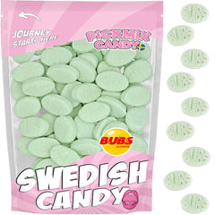 Pickmix Candy Sweden front packaging showing 1 lb BUBS Fruity Pear bag and clear branding