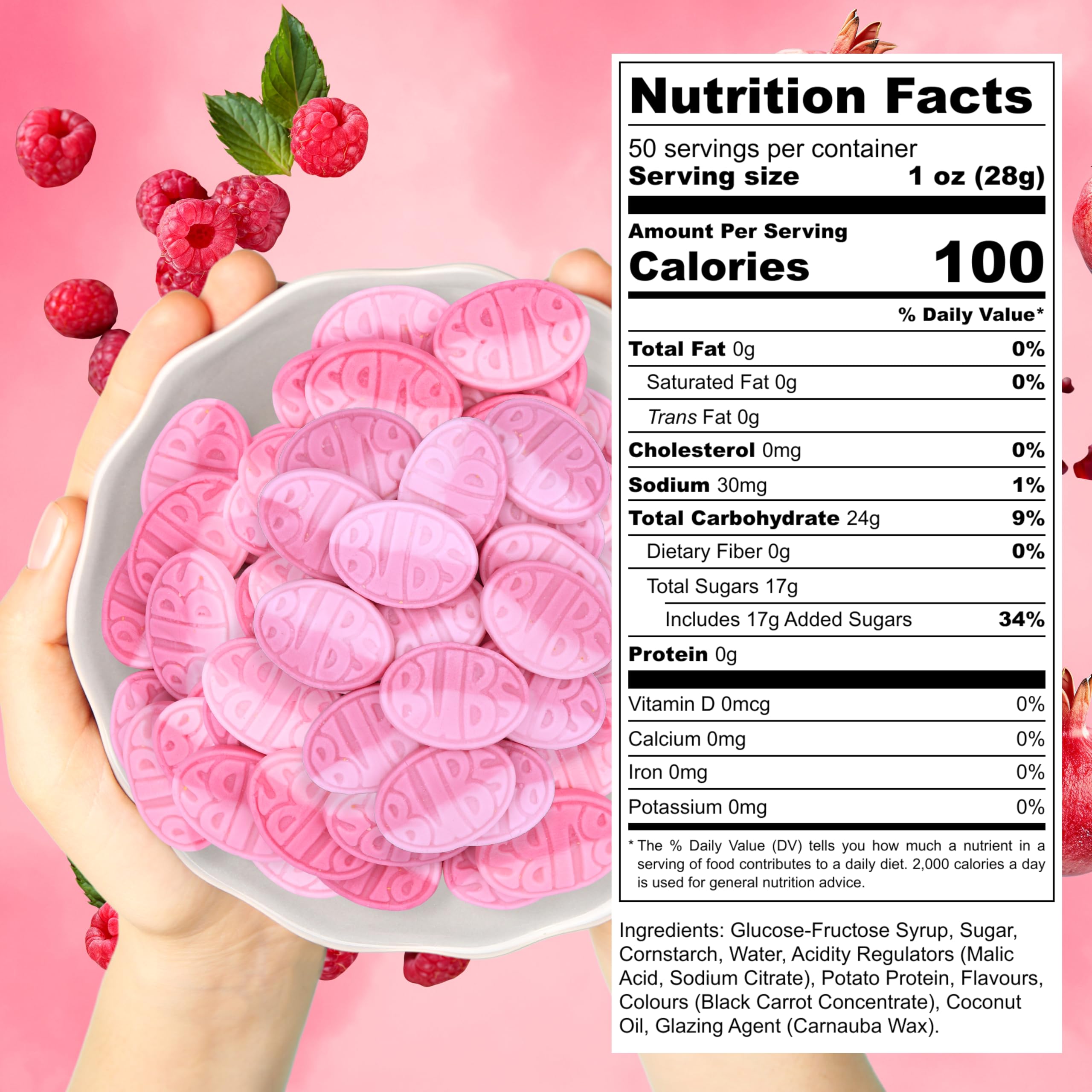 Hand holding a Bubs oval from Pickmix Candy Sweden to show size and easy snacking convenience