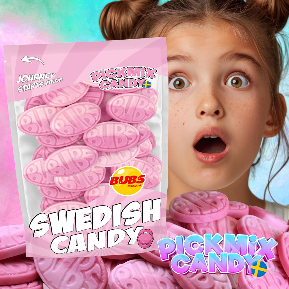 Bubs ovals from Pickmix Candy Sweden on a snack table to show sharing and party suitability