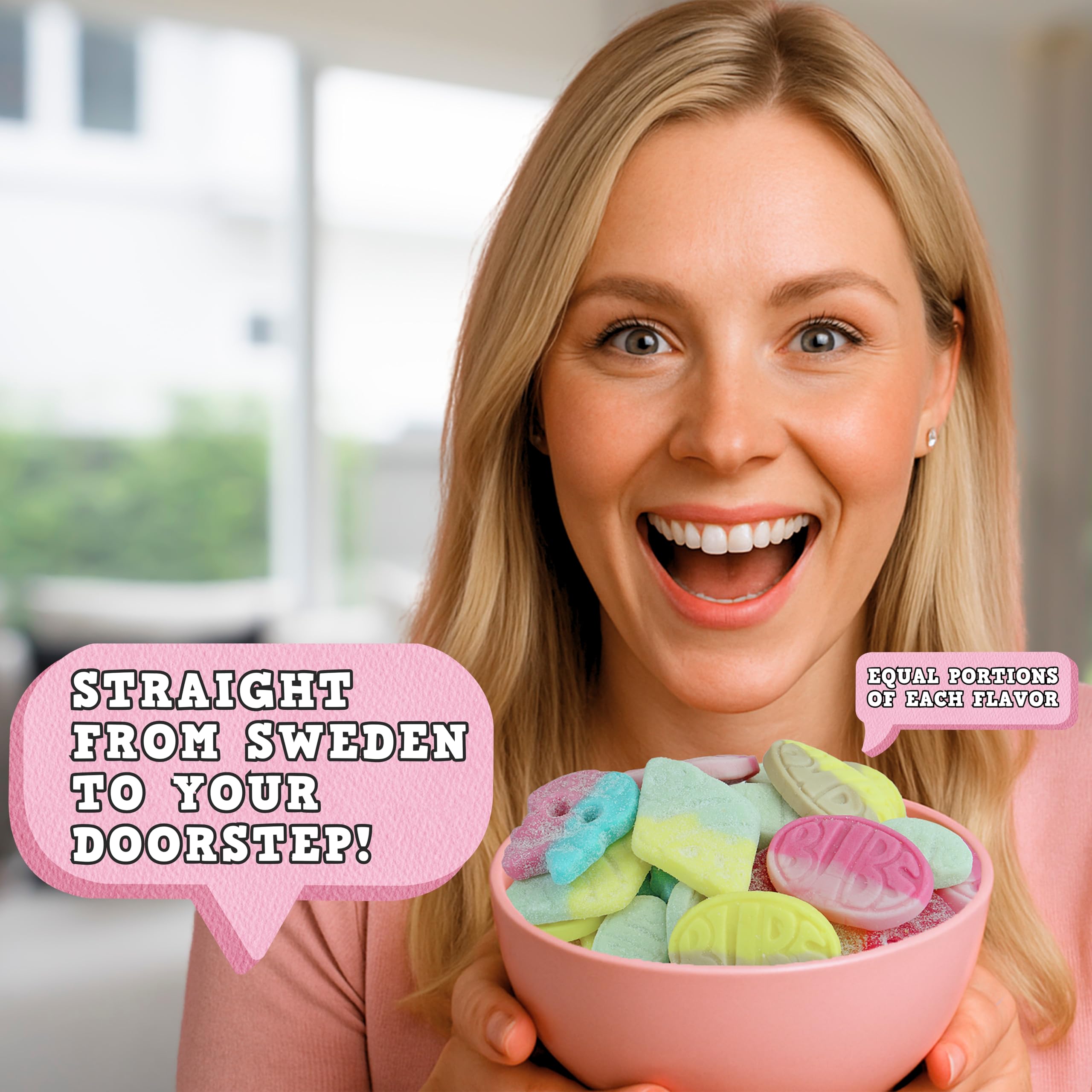 Pickmix BUBS assortment in bowl displays shapes and flavors for party serving
