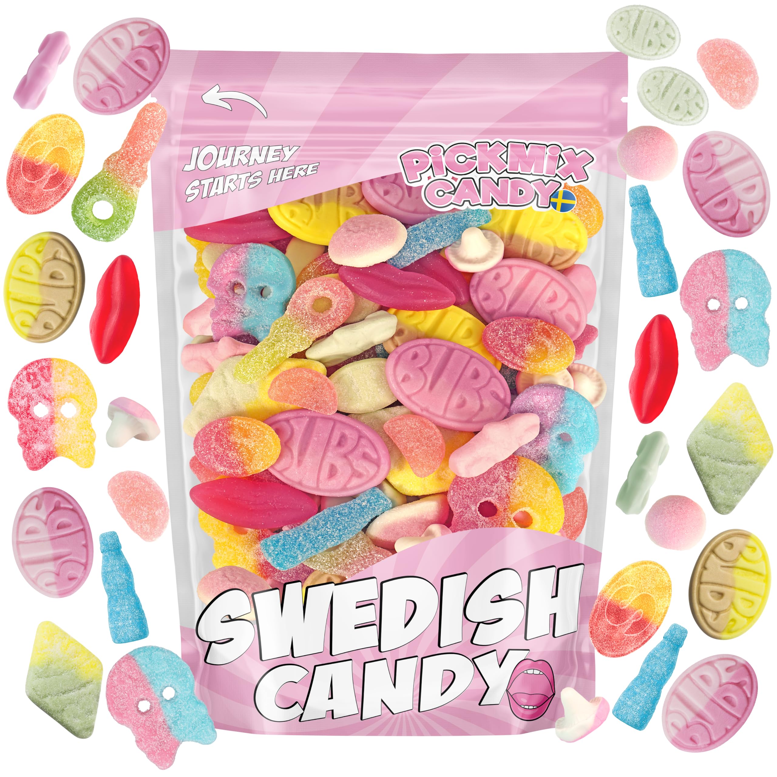 Pickmix Candy Sweden front packaging showing the 1.5 lb mix and variety for easy selection