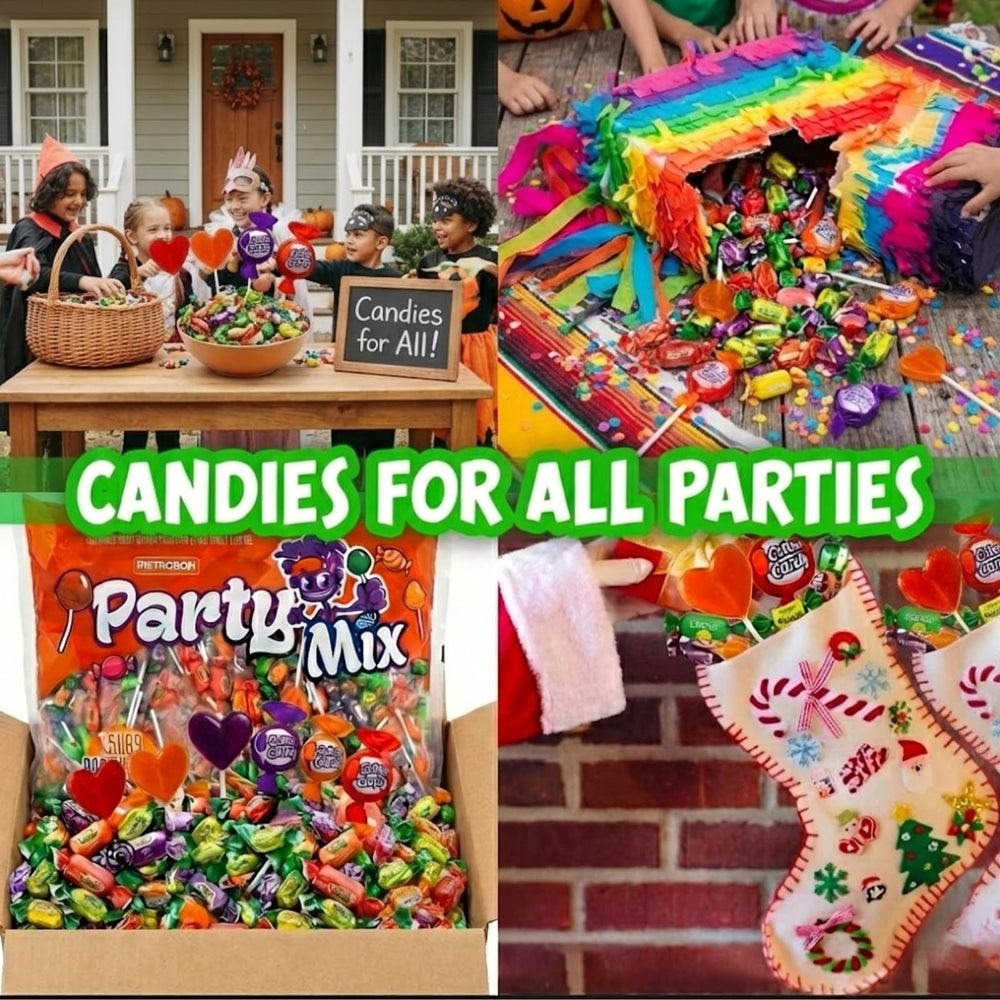 Pietrobon open bag overhead with mixed candies for easy party serving