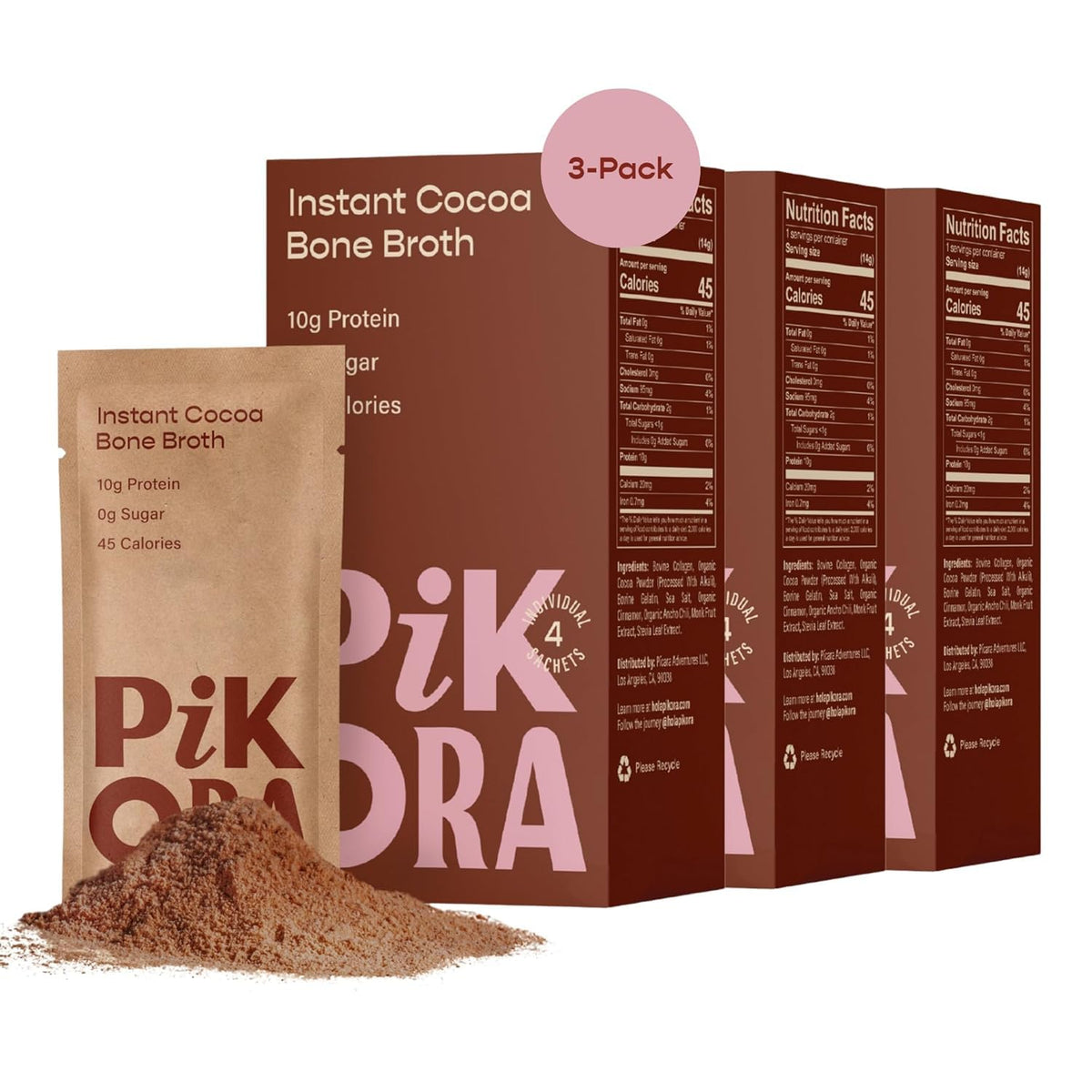 Pikora front packaging showing three-box bundle and benefits