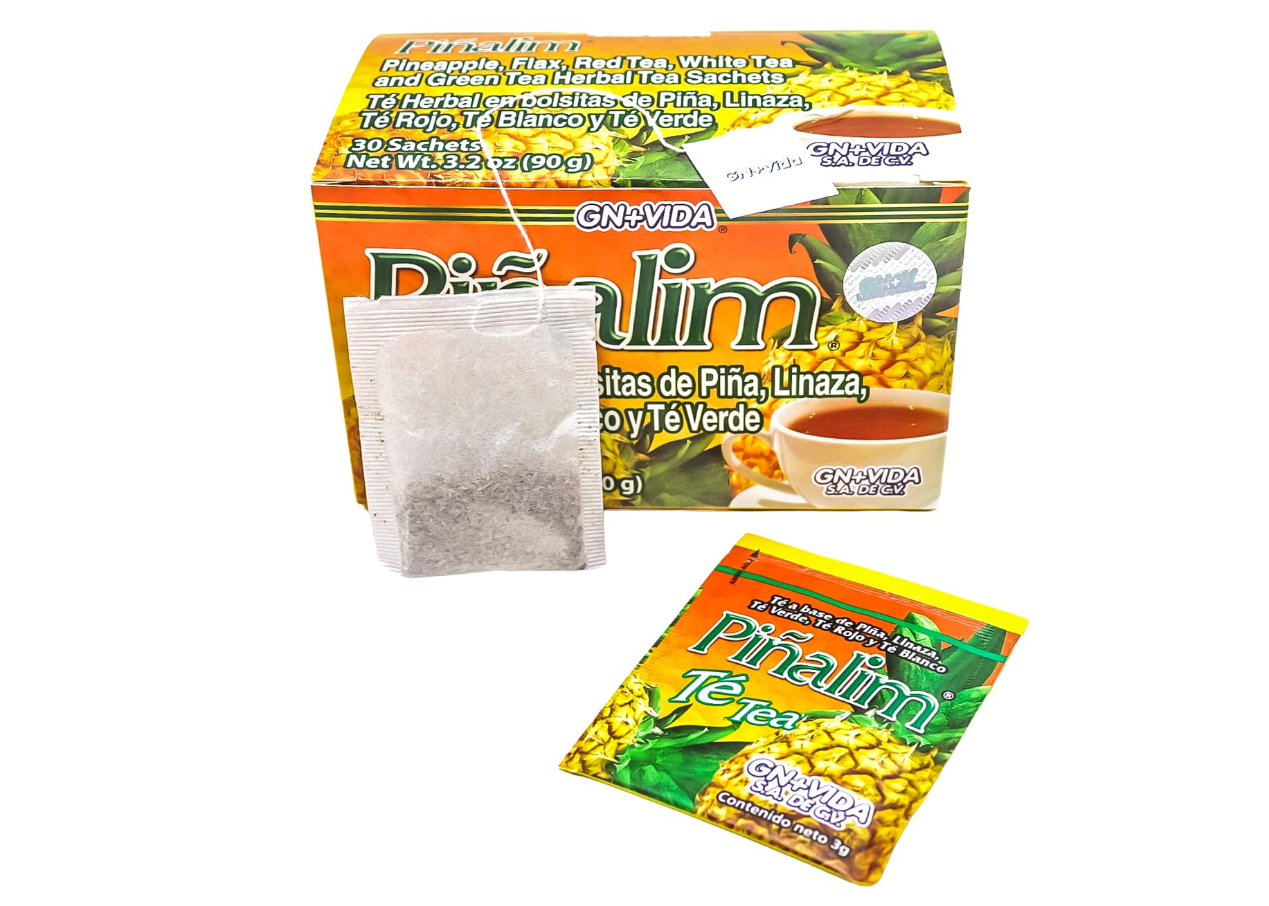 PIÑALIM open box with individual tea bags showing long-lasting supply