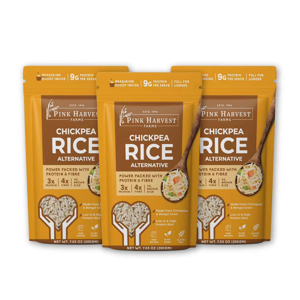 Pink Harvest front packaging showing product and benefits for convenient cooking