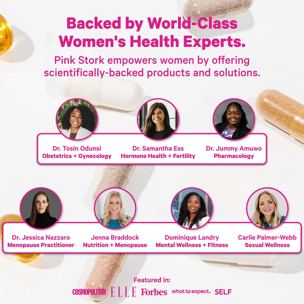 Pink Stork iced tea glass served cold for refreshing PMS symptom relief