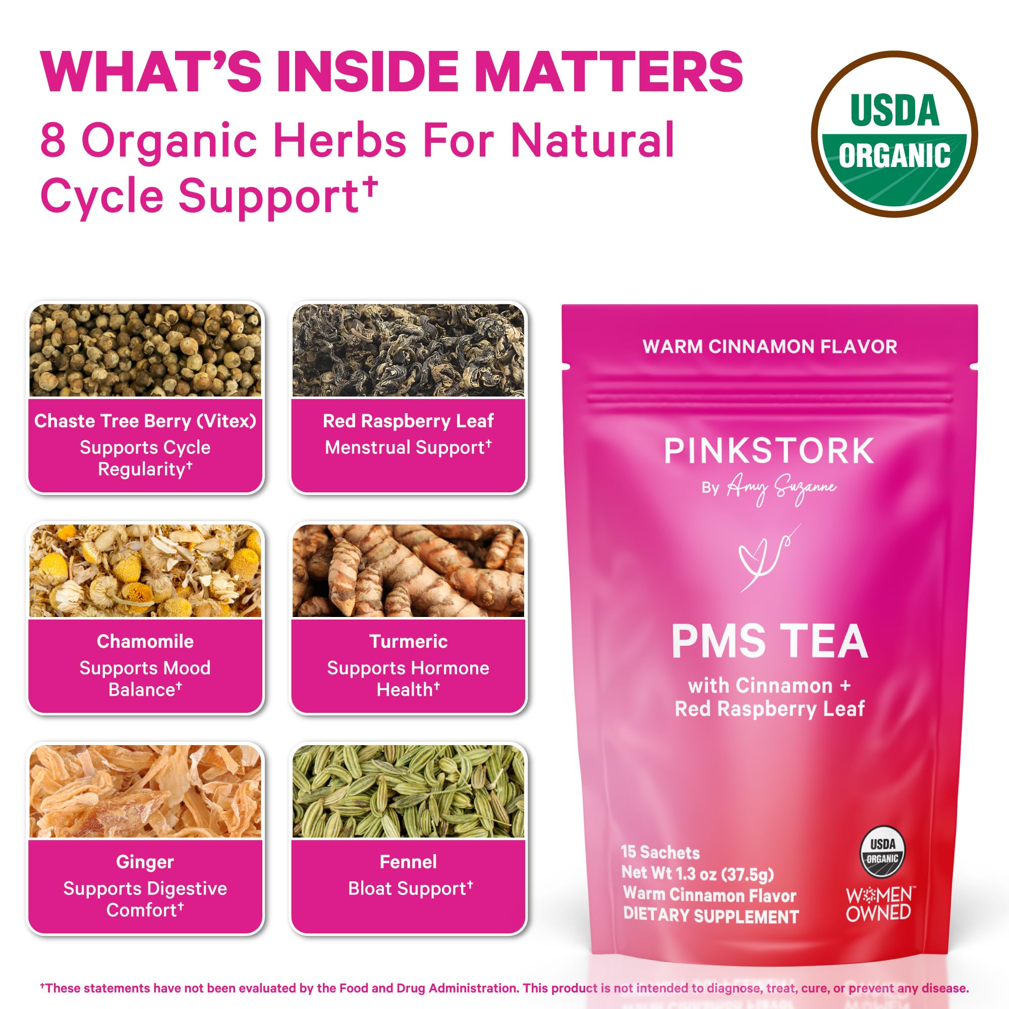 Pink Stork close-up of vitex berries highlighting organic hormone-support herb
